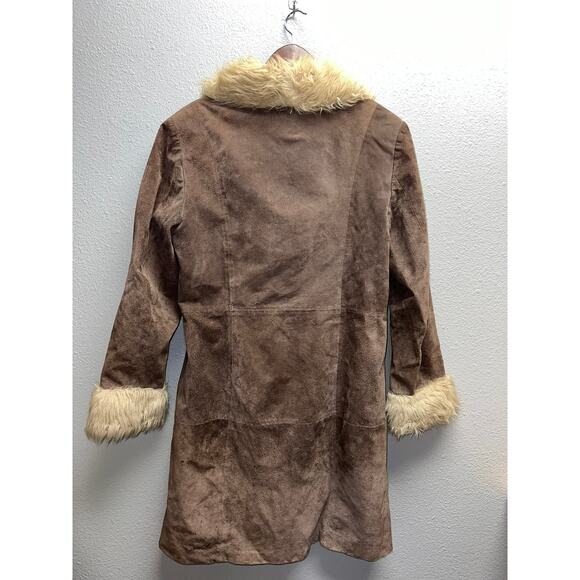 Womens Wilsons Leather Maxima Coat Brown Suede Penny Lane Faux Trim Medium - Picture 8 of 11